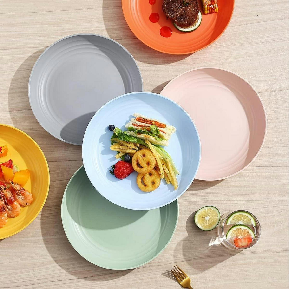 SPEISETELLER 8-teiliges Set Kunststoff 23 cm - Multicolor, Kunststoff (23/23/3.7cm)