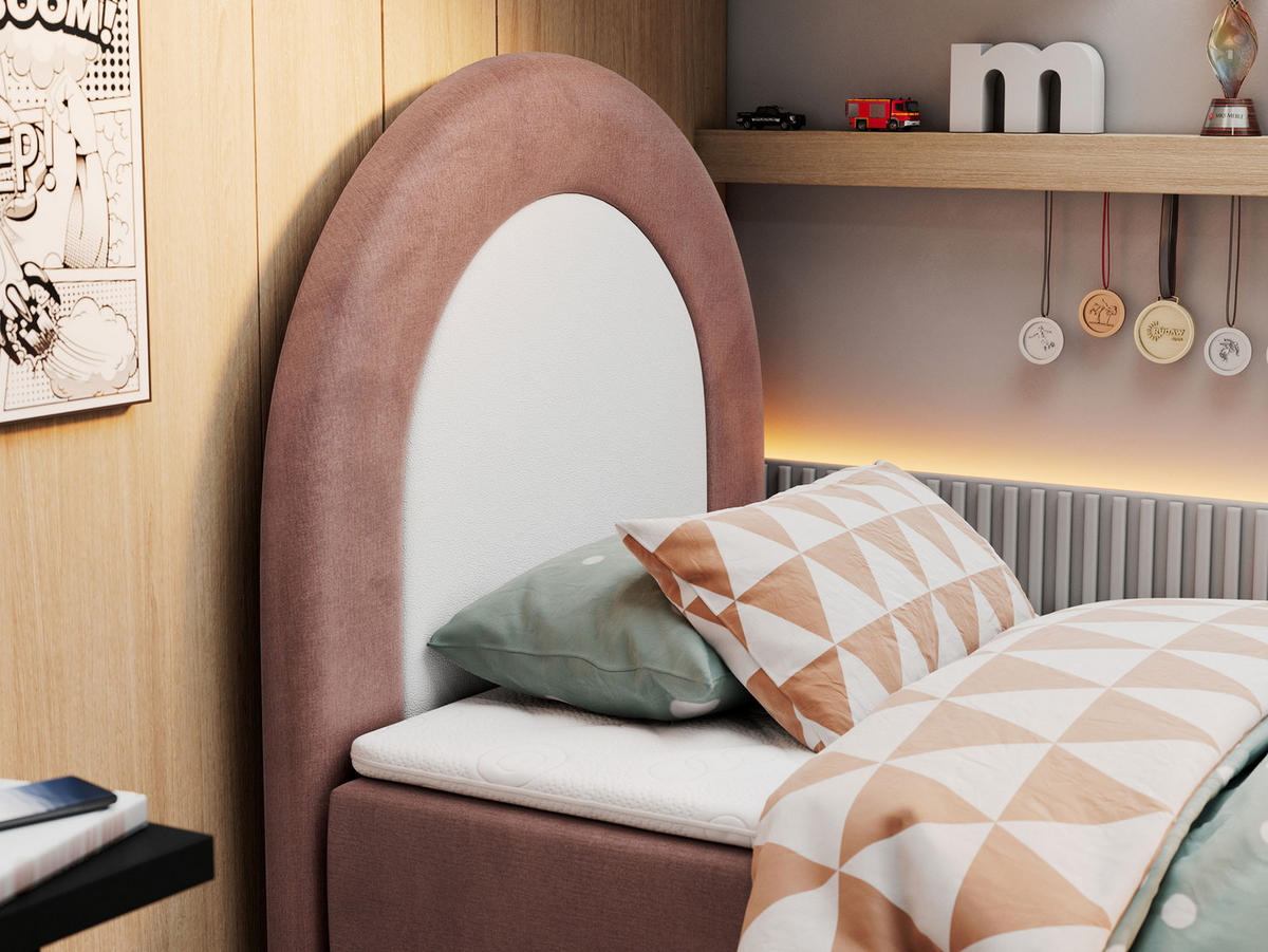 BOXBETT NEST 90/180 Rosa Velvet hydrophob - H3 - Rosa, Holz/Textil (90/180cm) - MKS