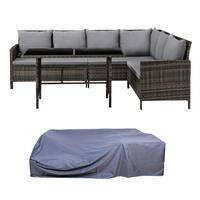 RATTAN-LOUNGE Madison - Braun/Grau, Kunststoff - SVITA