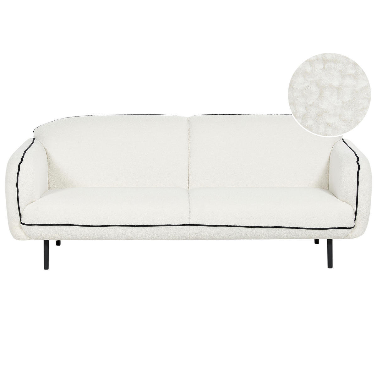 3-SITZER-SOFA Bouclé weiß/schwarz Tonsberg - Schwarz/Weiß, Textil (198/78/85cm) - Beliani