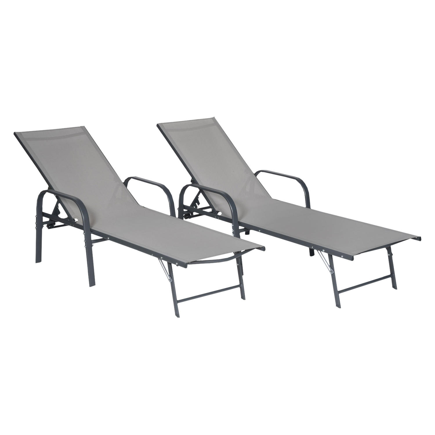 SONNENLIEGEN Sardinia Grau und Anthrazit 2er-Set - Grau, Kunststoff (60.5/87.5/192.5cm) - Happy Garden