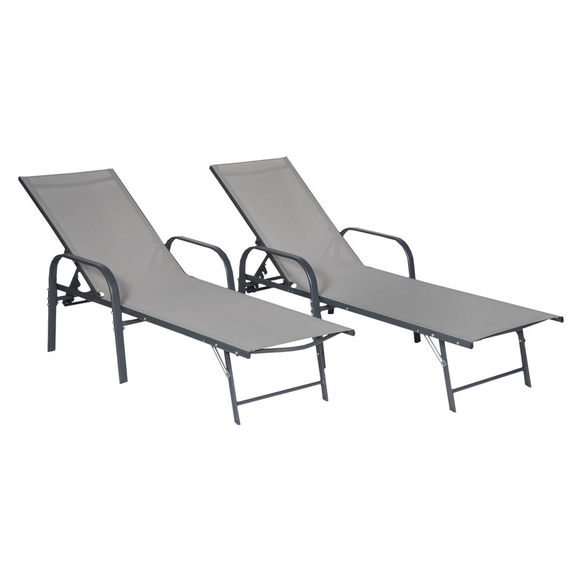 SONNENLIEGEN Sardinia Grau und Anthrazit 2er-Set - Grau, Kunststoff (60.5/87.5/192.5cm) - Happy Garden