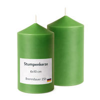 STUMPENKERZEN (2er Pack) Ø6cm x 10cm - Grün - Grün, Naturmaterialien (10cm) - HS Candle
