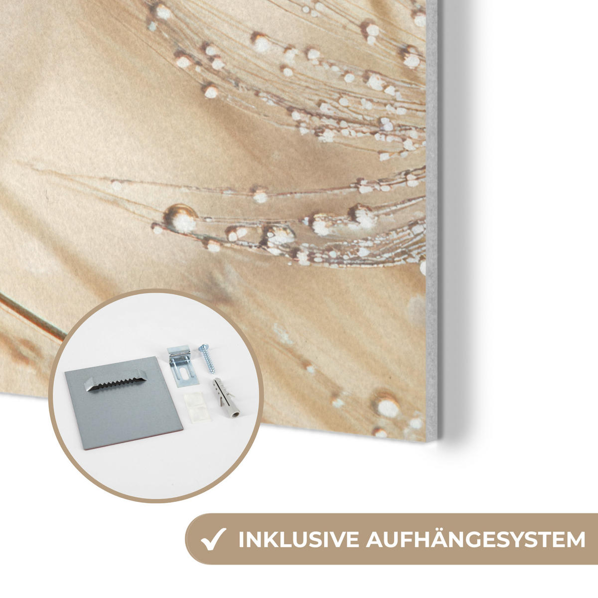AKUSTIKPANEEL Löwenzahn - Abstrakt - Natur - Beige 60x80 cm - Braun, Textil (60/0.9/80cm) - MuchoWow