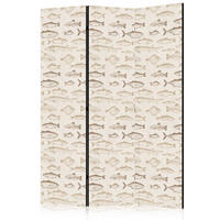 PARAVENT Akustik 3-tlg 135x172 cm Beige Fische Im Boho Stil - Beige, Holz/Textil (135/172/3cm) - Muralo