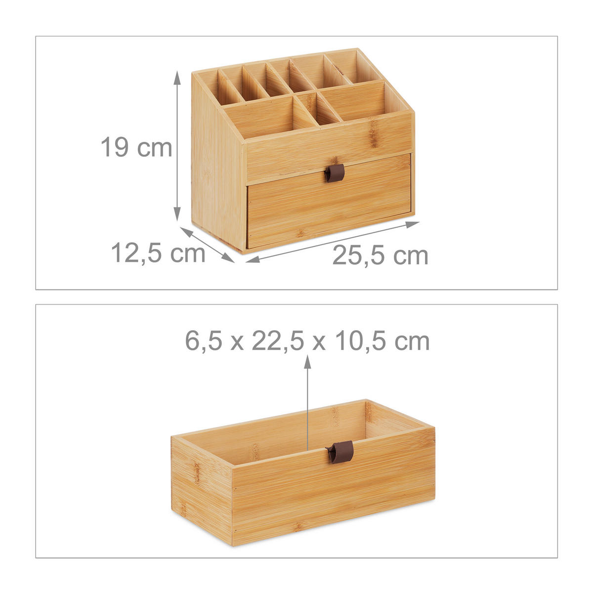 KOSMETIK-ORGANIZER - Hellbraun, Holz/Textil (25.5/19/12.5cm) - Relaxdays