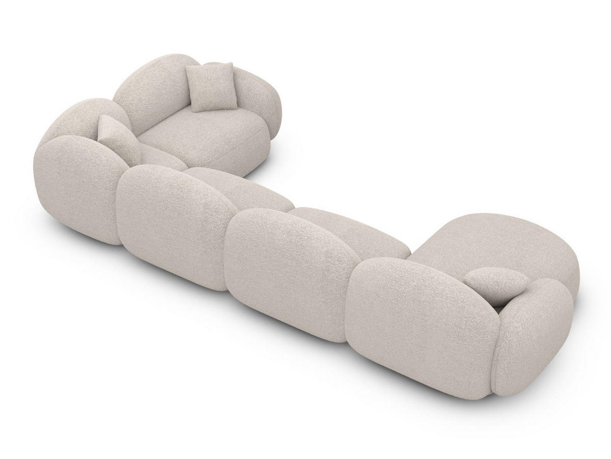 WOHNLANDSCHAFT Mirello U-Form Pearl Bouclestoff - Perlmutt, Textil (333/77/193cm)