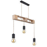 HÄNGELEUCHTE Joelle Schwarz Holzoptik - Schwarz, Holz (83/10/120cm) - Globo Lighting