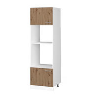 MIKROWELLENSCHRANK R-Line Artisan-Eiche 60 cm - Weiß/Eiche Artisan, Holzwerkstoff (60/206.8/57.2cm) - Vicco