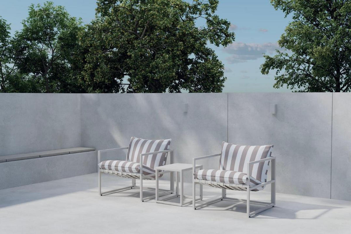 LOUNGE-SET, Messina, Beige, Stahl, 40 x 50 x 45 cm, 3-teilig - Beige, Metall - ebuy24