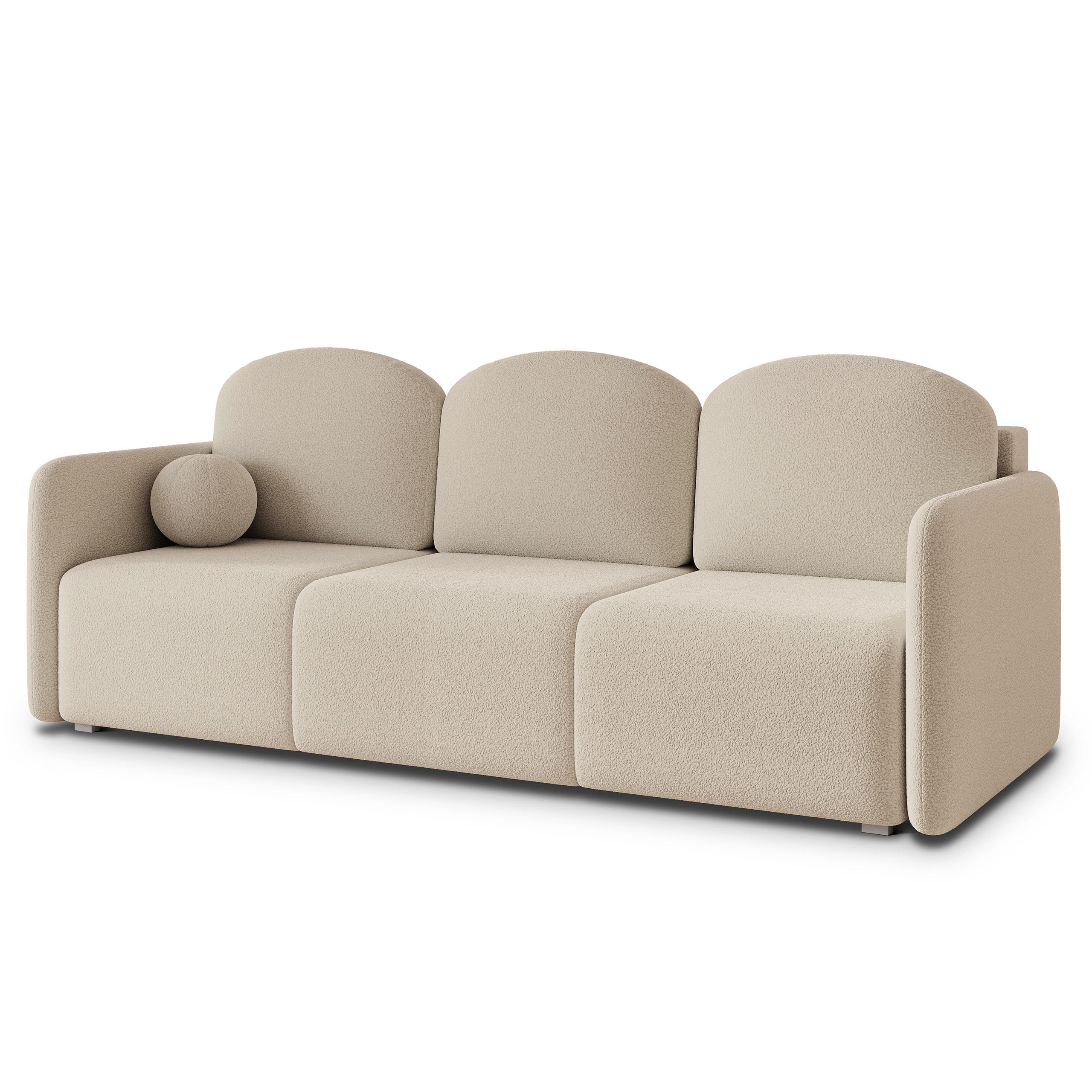 BETTSOFA SUVI III Q Beige Bucle-Stoff mit Schlaffunktion - Beige, Textil (220/85/90cm) - MASSENO