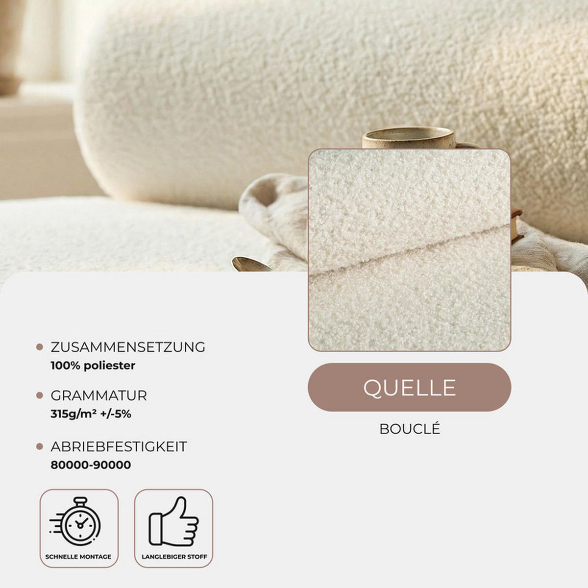 SESSEL CHERRY 90/78 cm, in Creme - Creme, Textil (90/78/90cm) - Idohome
