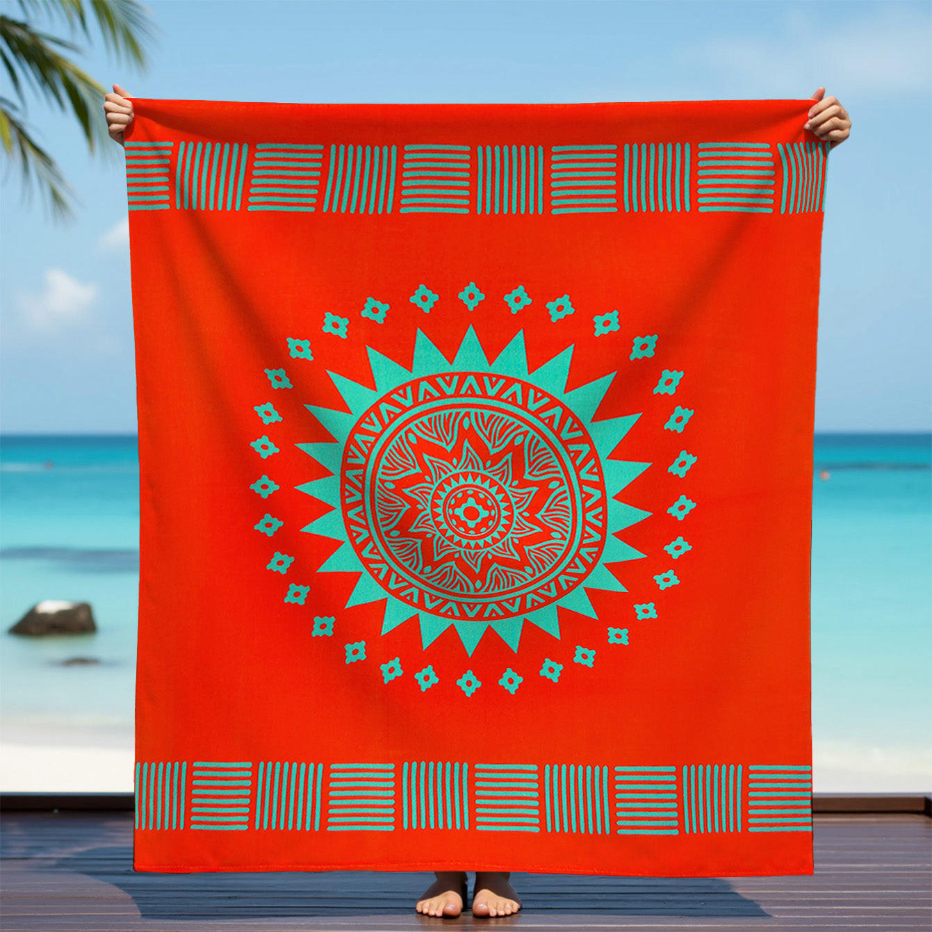 STRANDTUCH XL Mikrofaser Orange 140x170 220g/m² - Solari - Orange, Textil (140/170cm) - LE COMPTOIR DE LA PLAGE