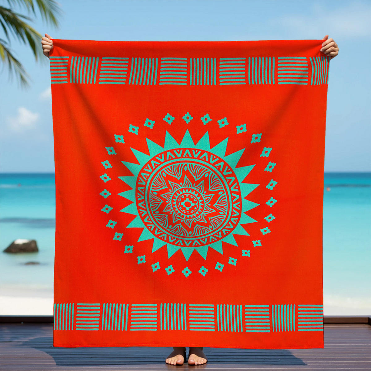 STRANDTUCH XL Mikrofaser Orange 140x170 220g/m² - Solari - Orange, Textil (140/170cm) - LE COMPTOIR DE LA PLAGE