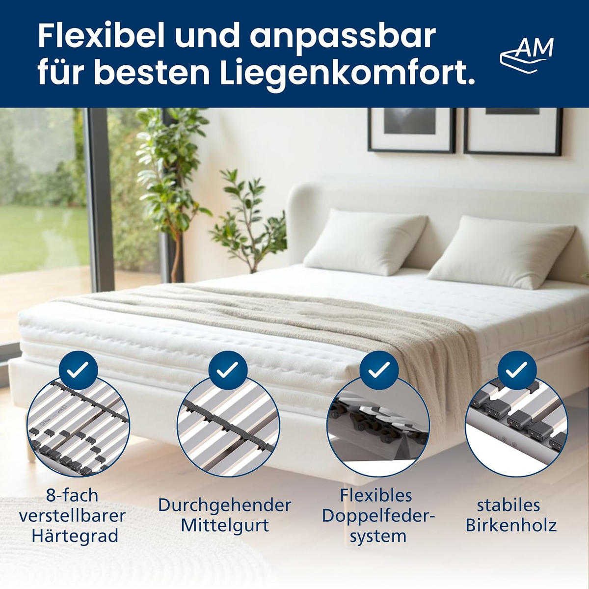 LATTENROST VERSTÄRKT 120/200 cm - Braun, Holz (120/200cm) - AM Qualitätsmatratzen