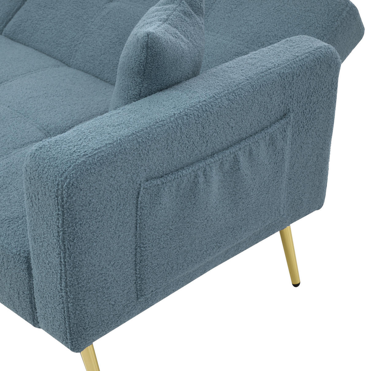 SCHLAFSOFA aus Lammwollstoff 175x64x72 cm in Antikblau mit Bettfunktion - Blau, Textil (175/72/64cm) - Modfu