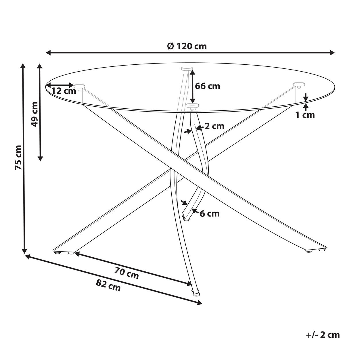 ESSTISCH 120/75 cm Silberfarben, Transparent Rund Maramo - Silberfarben, Glas (120/120/75cm) - Beliani