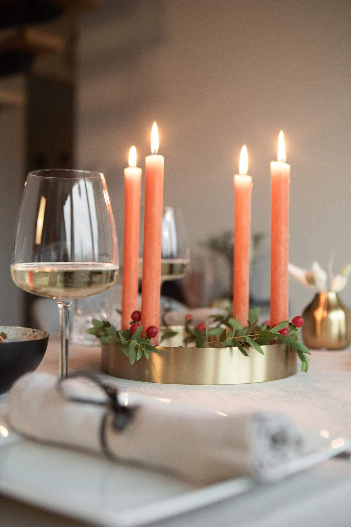 ADVENTSKRANZ Ring-Kerzenständer Onyx aus Eisen in Gold Ø25/4 cm - Goldfarben, Metall (25/4/25cm) - LaLe Living