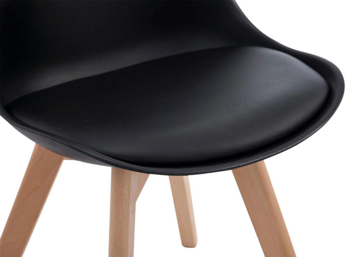 STUHL 4er Set Lederlook schwarz - Eukalyptusholzfarben/Schwarz, Holz/Textil (48/84/55cm) - CLP