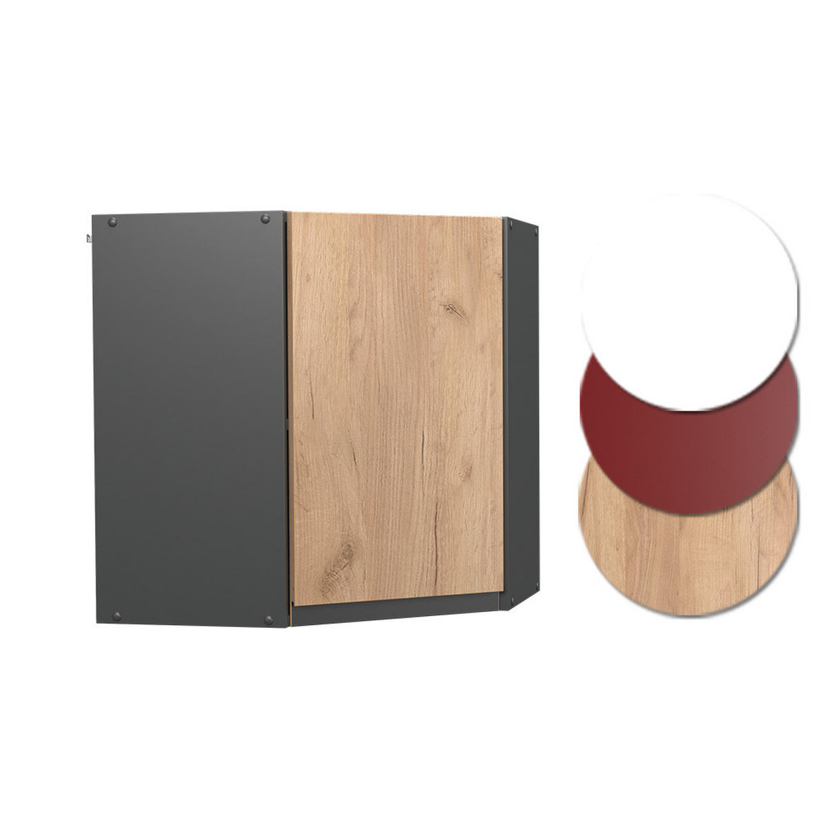 ECKHÄNGESCHRANK R-Line Goldkraft Eiche 57 cm J-Shape - Honigeiche/Anthrazit, Holzwerkstoff (57/60/34.1cm) - Vicco