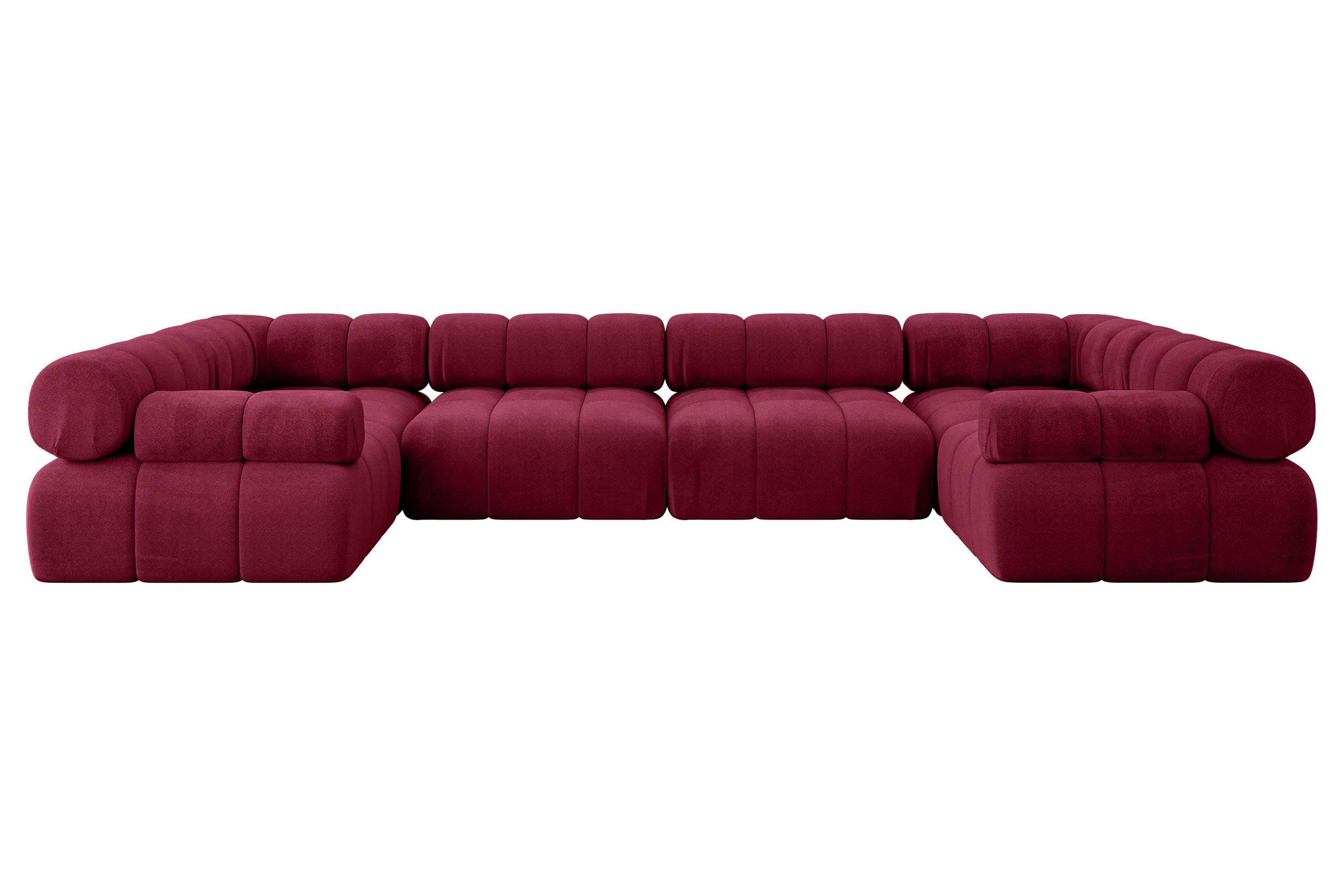 WOHNLANDSCHAFT modulares Sofa Birno-U2 - 380x190x70 cm Bordeauxrot Velours - Bordeaux, Holzwerkstoff/Textil (380/70/190cm) - ALTDECOR
