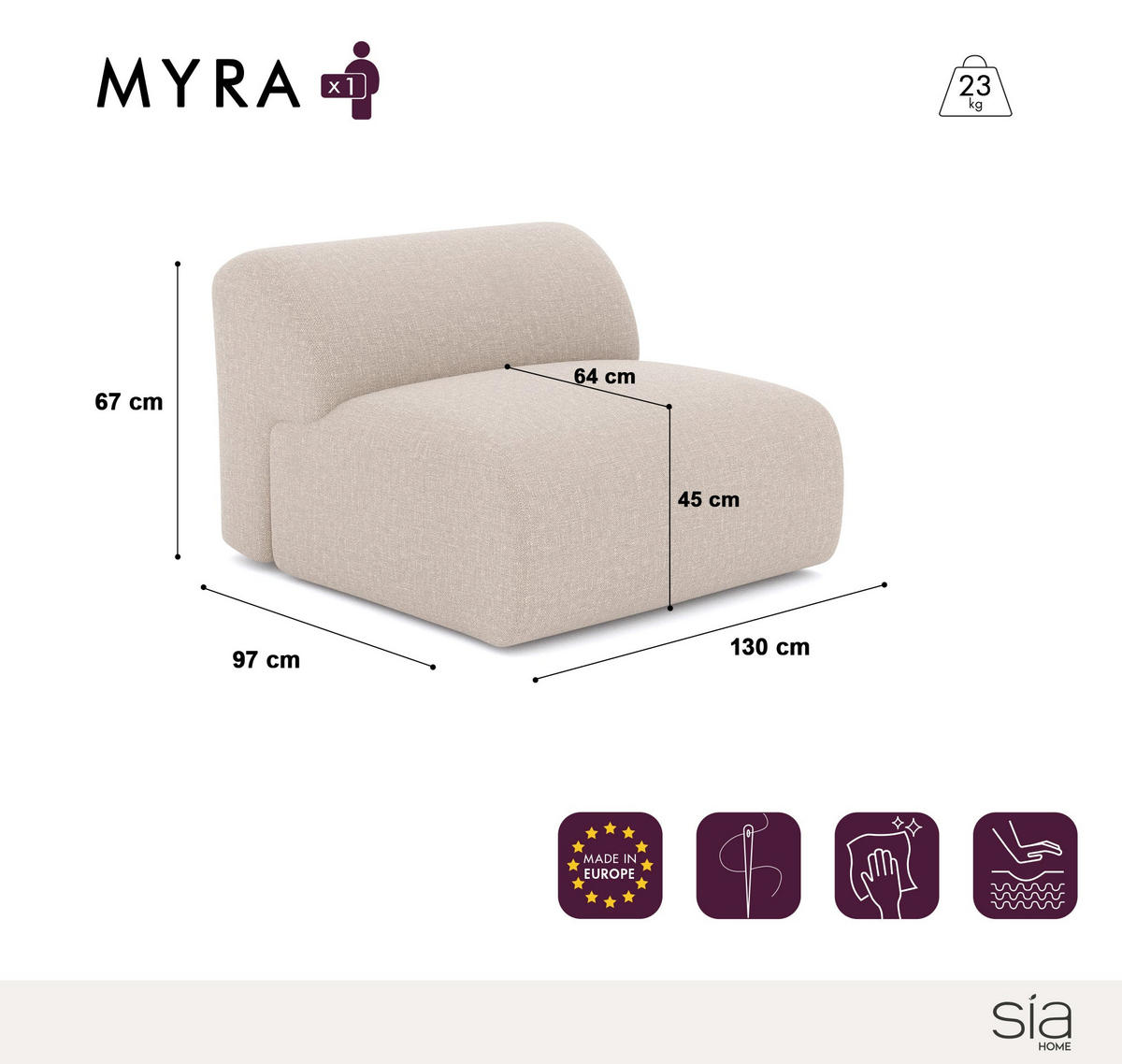 SESSEL Texturierter Samt Smaragdgrün 75cm - Smaragdgrün, Textil (75/67/97cm) - Sia Home