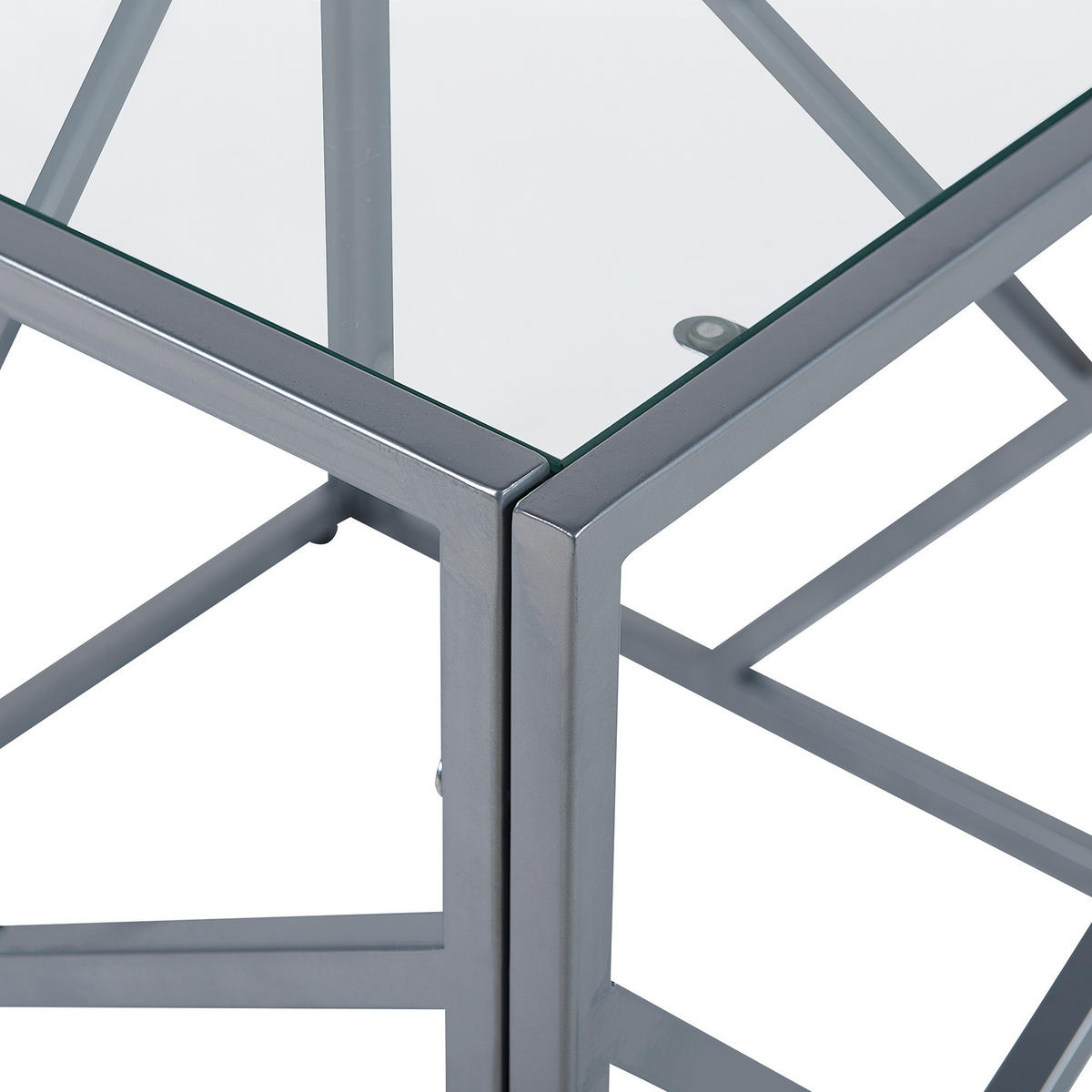BEISTELLTISCH Glas silber quadratisch 50/50 cm Orland - Silberfarben, Glas (50/50/50cm) - Beliani