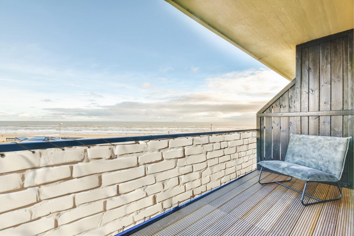 BALKON-SICHTSCHUTZ Ziegel - Wand - Licht - Weiß - Creme, Kunststoff (500/100cm) - MuchoWow
