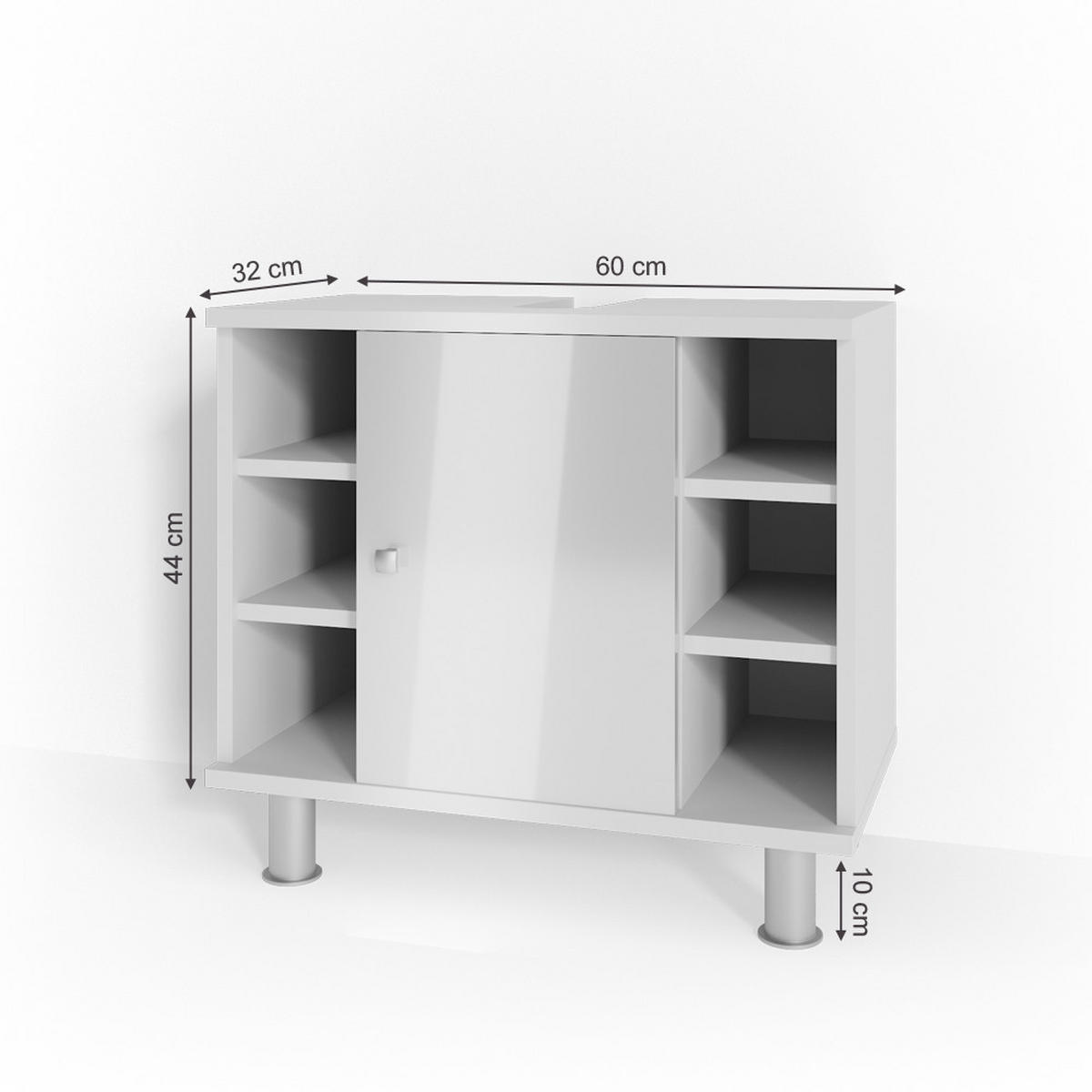 WASCHBECKENUNTERSCHRANK Fynn Weiß Hochglanz 60 x 54 cm - Weiß Hochglanz, Holzwerkstoff (60/54/32cm) - Vicco