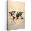 LEINWANDBILD Weltkarte - Gold - Schwarz - Abstrakt 90x140 cm - Kupferfarben, Textil (90/140cm) - MuchoWow