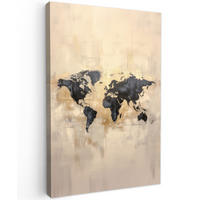LEINWANDBILD Weltkarte - Gold - Schwarz - Abstrakt 90x140 cm - Kupferfarben, Textil (90/140cm) - MuchoWow