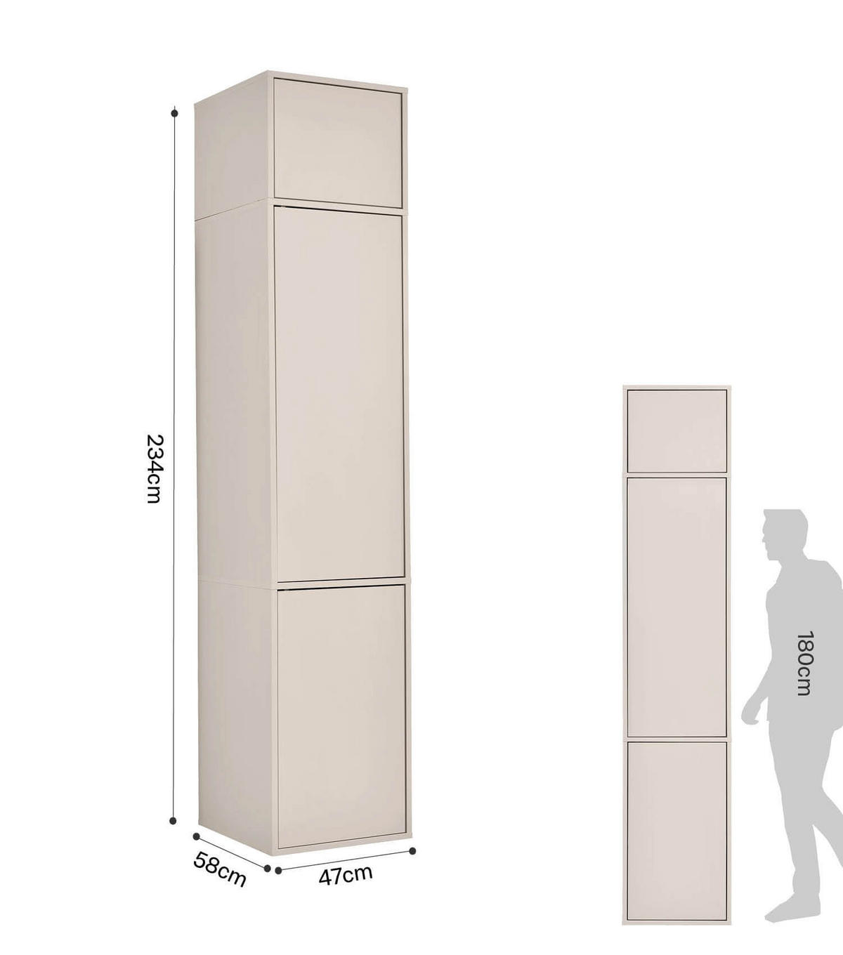 KLEIDERSCHRANK Der Robe - Beige, Holzwerkstoff (47/234/58cm) - Mokebo