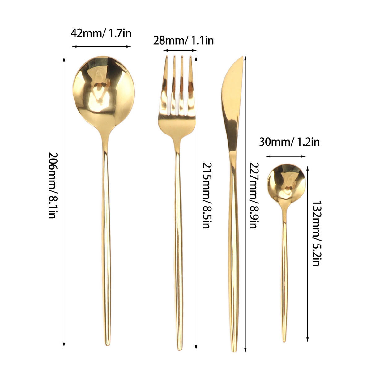 BESTECK-SET, 304er Edelstahl, spiegelpoliert - Goldfarben, Metall