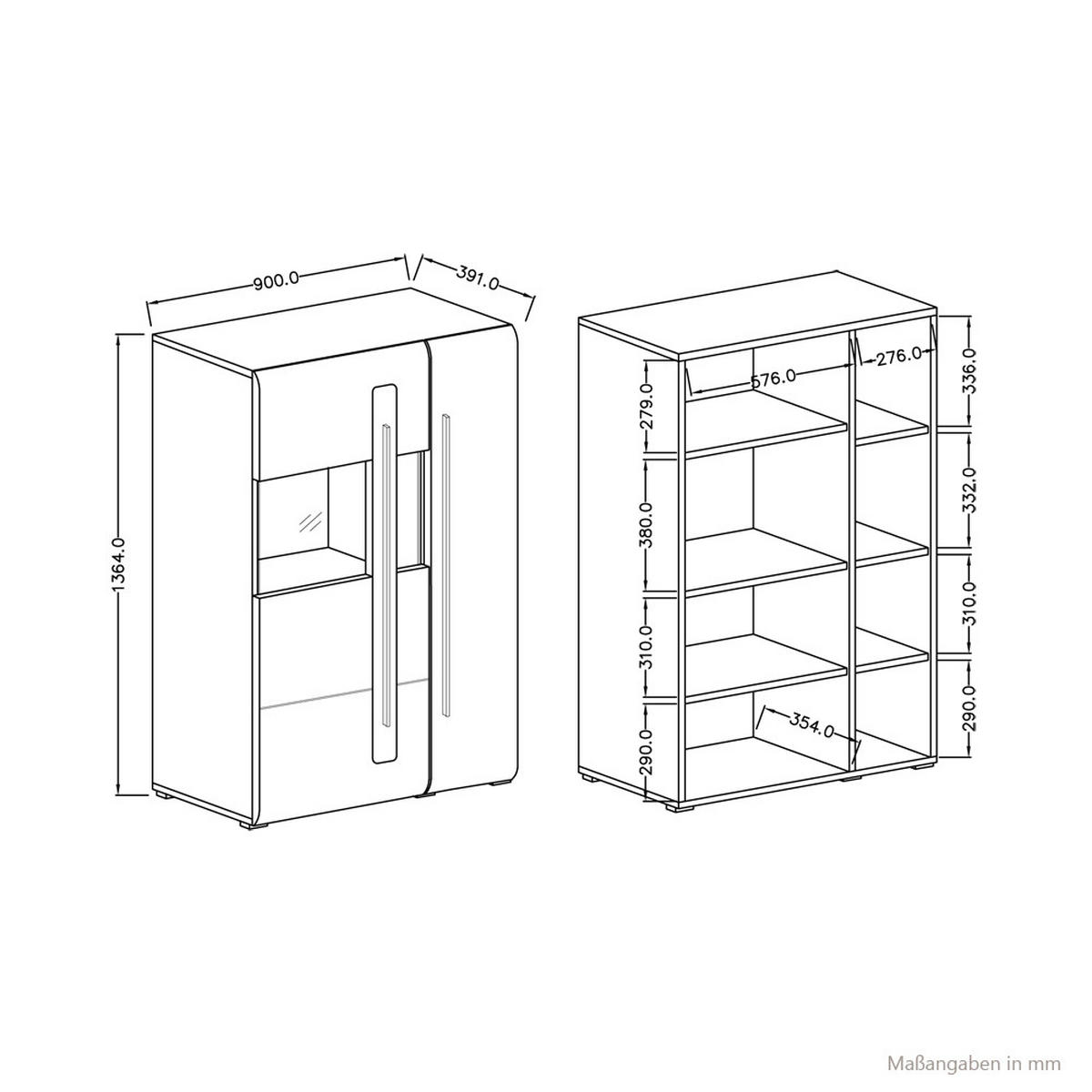 HIGHBOARD Turda-83 - Weiß, Holzwerkstoff (90/136/39cm) - Lomado