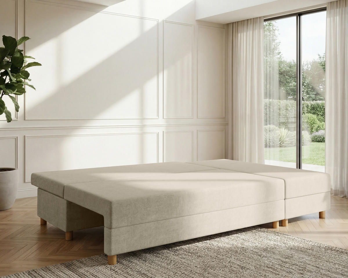 ECKSOFA Lellice L-Form- links oder rechts montierbar, beige - Beige, Holz (214/122cm) - Homesy