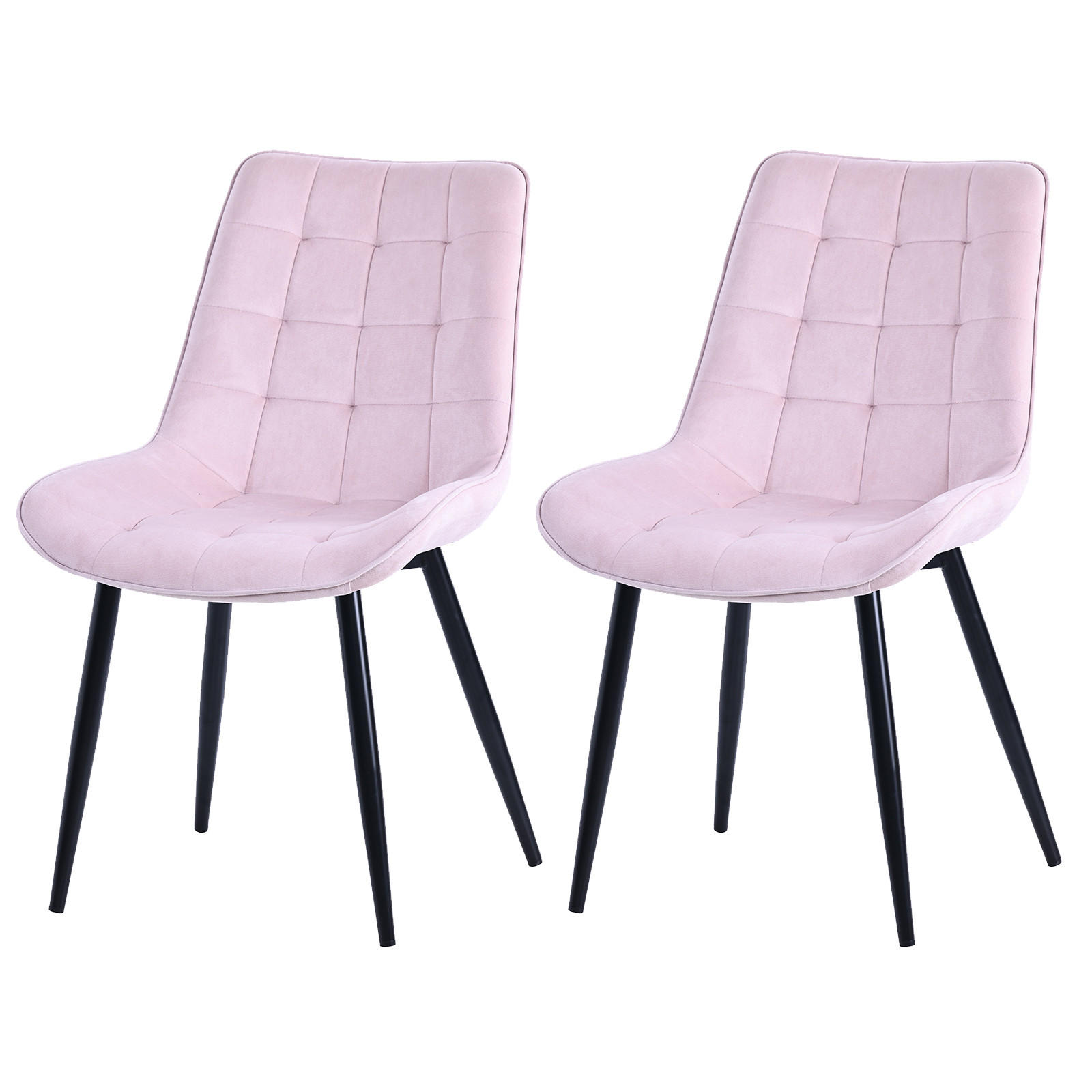STUHL-SET 2 Stück aus Samt in Modernem Stil-YZ2 - Pink, Textil (53/88/62.5cm) - HOMAVO