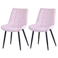 STUHL-SET 2 Stück aus Samt in Modernem Stil-YZ2 - Pink, Textil (53/88/62.5cm) - HOMAVO