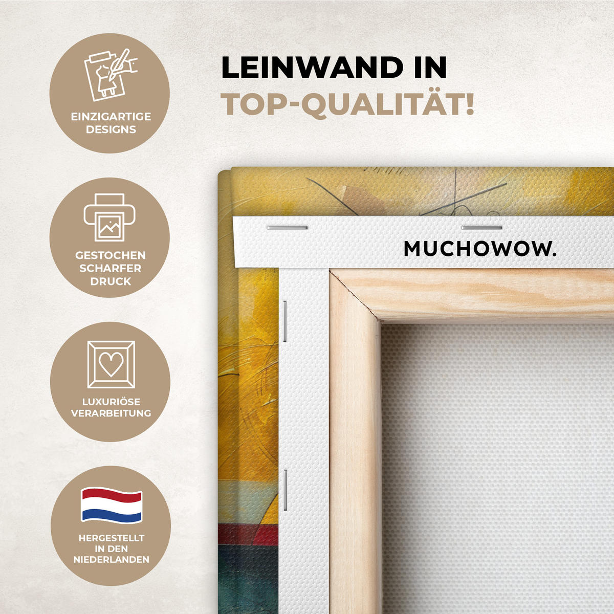 LEINWANDBILD Kunst - Abstrakt - Modern Deko Schlafzimmer 30x20 cm - Gelb, Textil (30/20cm) - MuchoWow