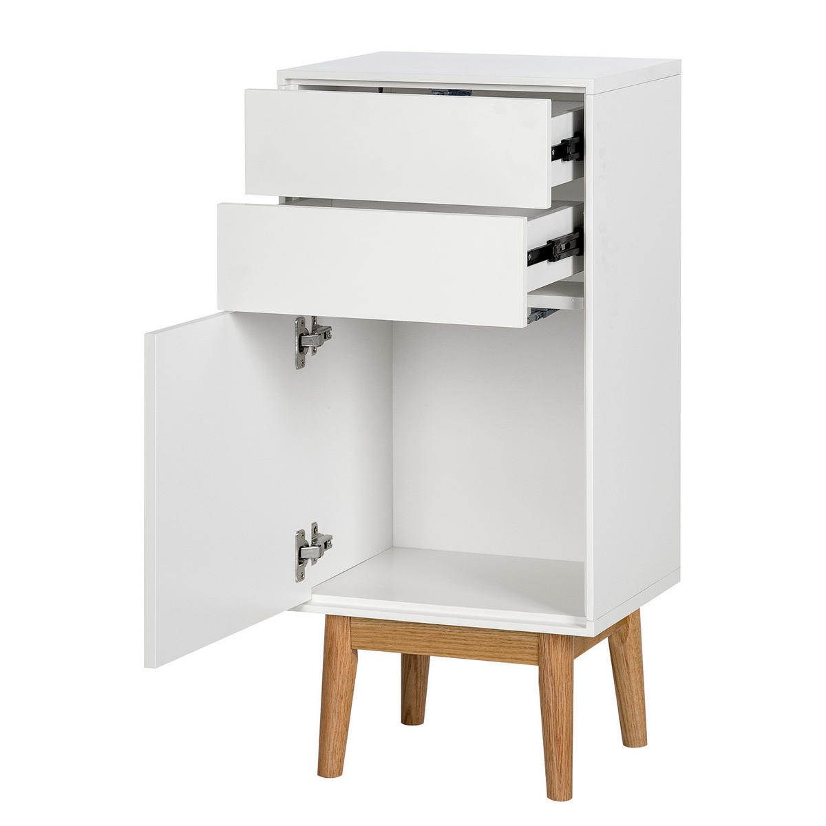UNTERSCHRANK - Eiche teilmassiv - Weiß, Holz/Holzwerkstoff (40/85/32cm) - home24
