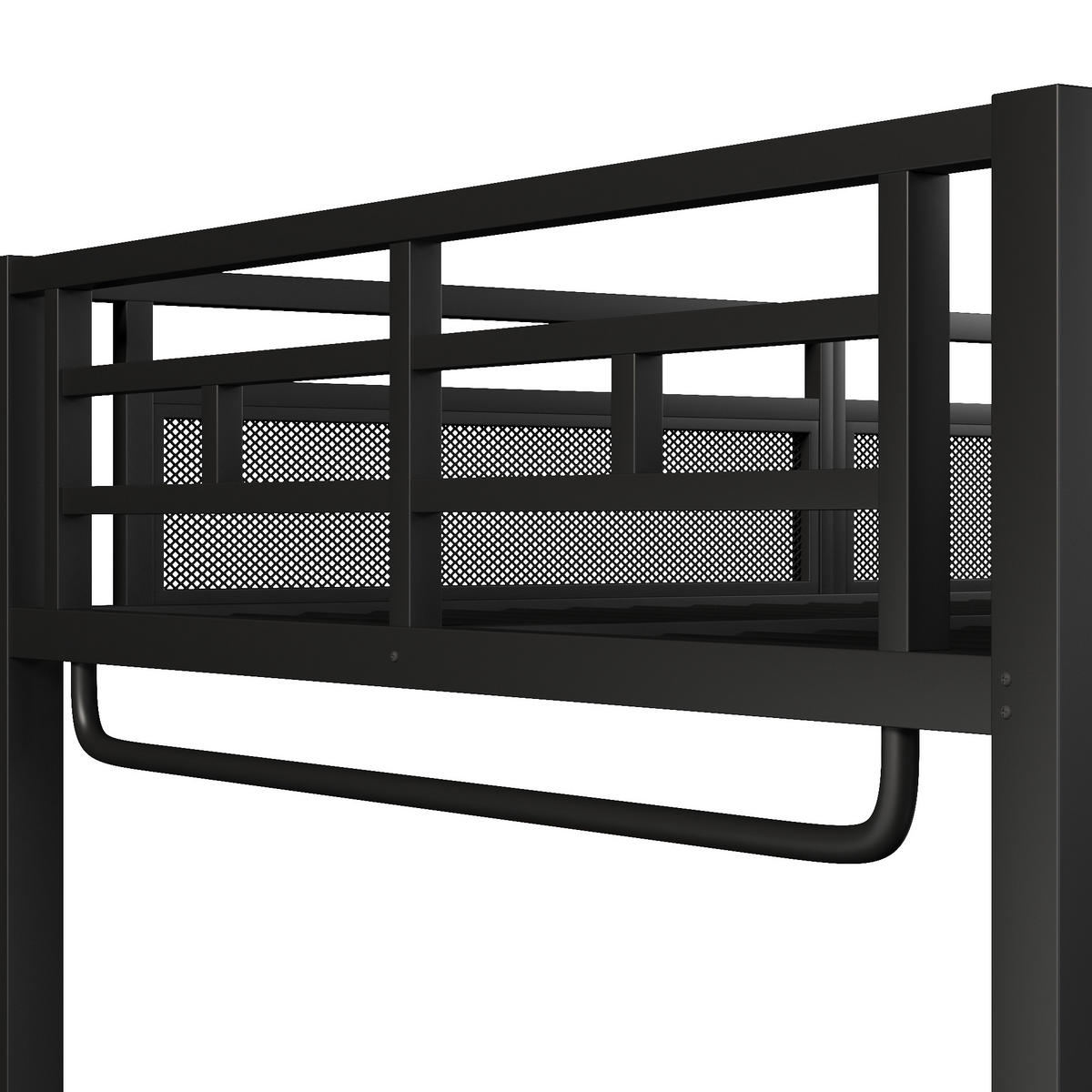 HOCHBETT 140/200 cm in Schwarz mit LED, USB, Schreibtisch und Ablagen - Schwarz, Holz/Metall (140/200cm) - CHICFURN