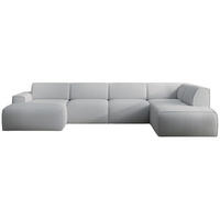 WOHNLANDSCHAFT Bouvi Hellgrau rechts - Hellgrau/Schwarz, Kunststoff/Textil (220/378cm) - Selsey