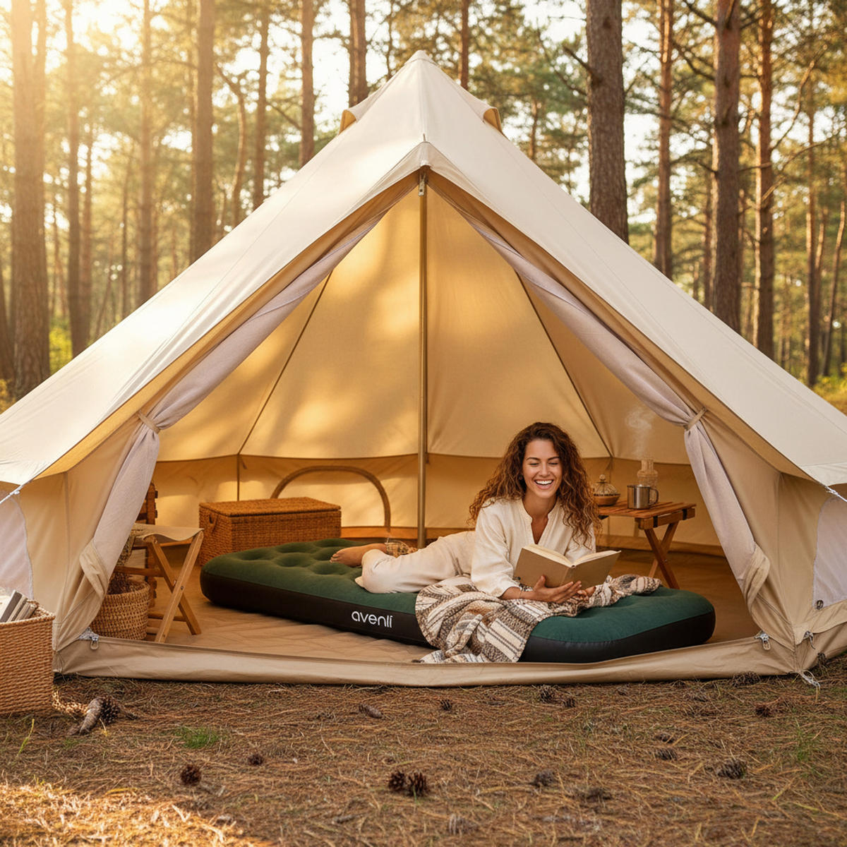 LUFTBETT Luftmatratze Camping CloudCoil grün 191x73x22cm - Grün, Kunststoff (73/191cm) - Avenli