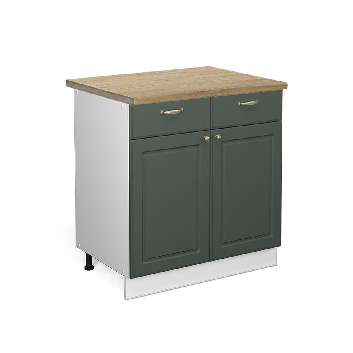 KÜCHENUNTERSCHRANK Fame-Line Grün-Gold Landhaus 80 cm, AP Eiche - Weiß/Grün, Holzwerkstoff (80/82/60cm) - Vicco