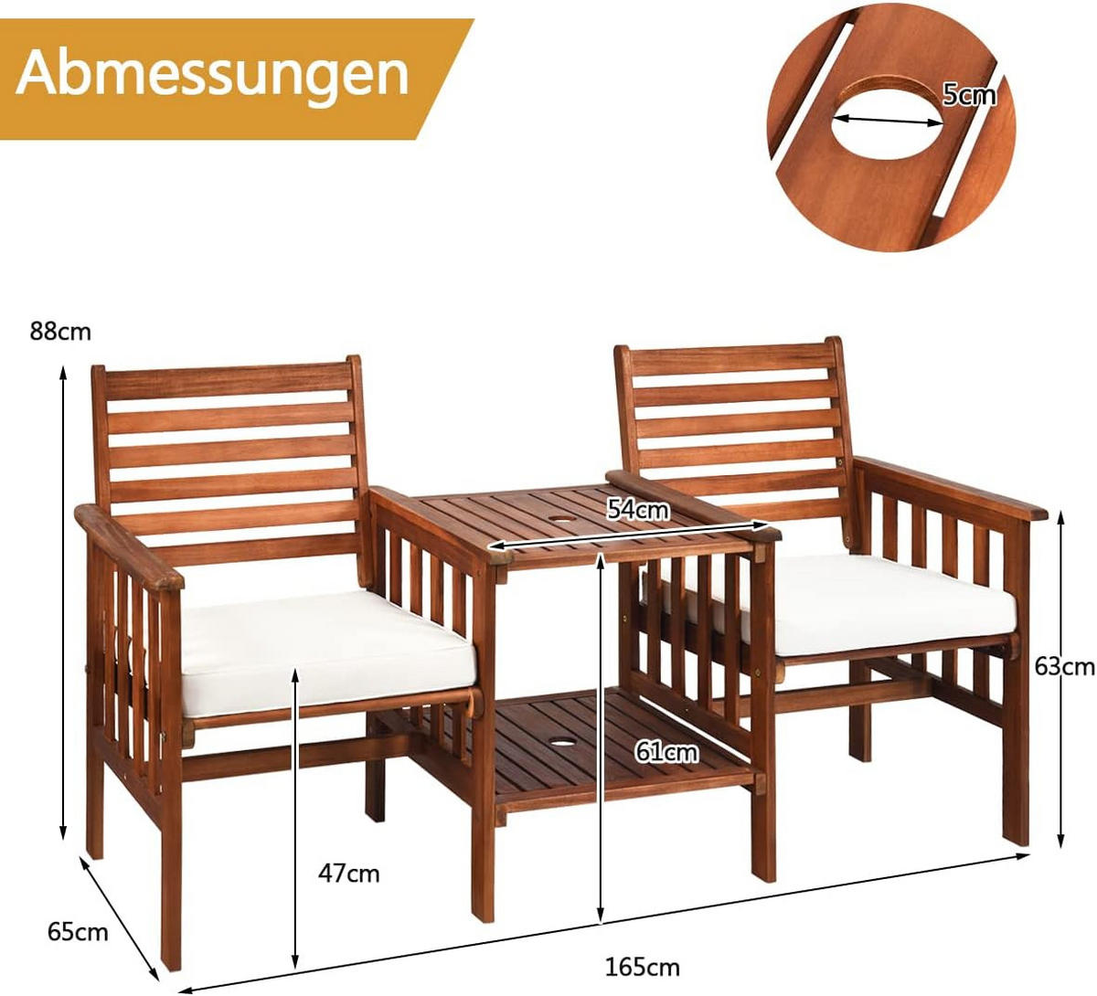 TRÄDGÅRDSMÖBLER Set Brunt - Brun, Trä - COSTWAY