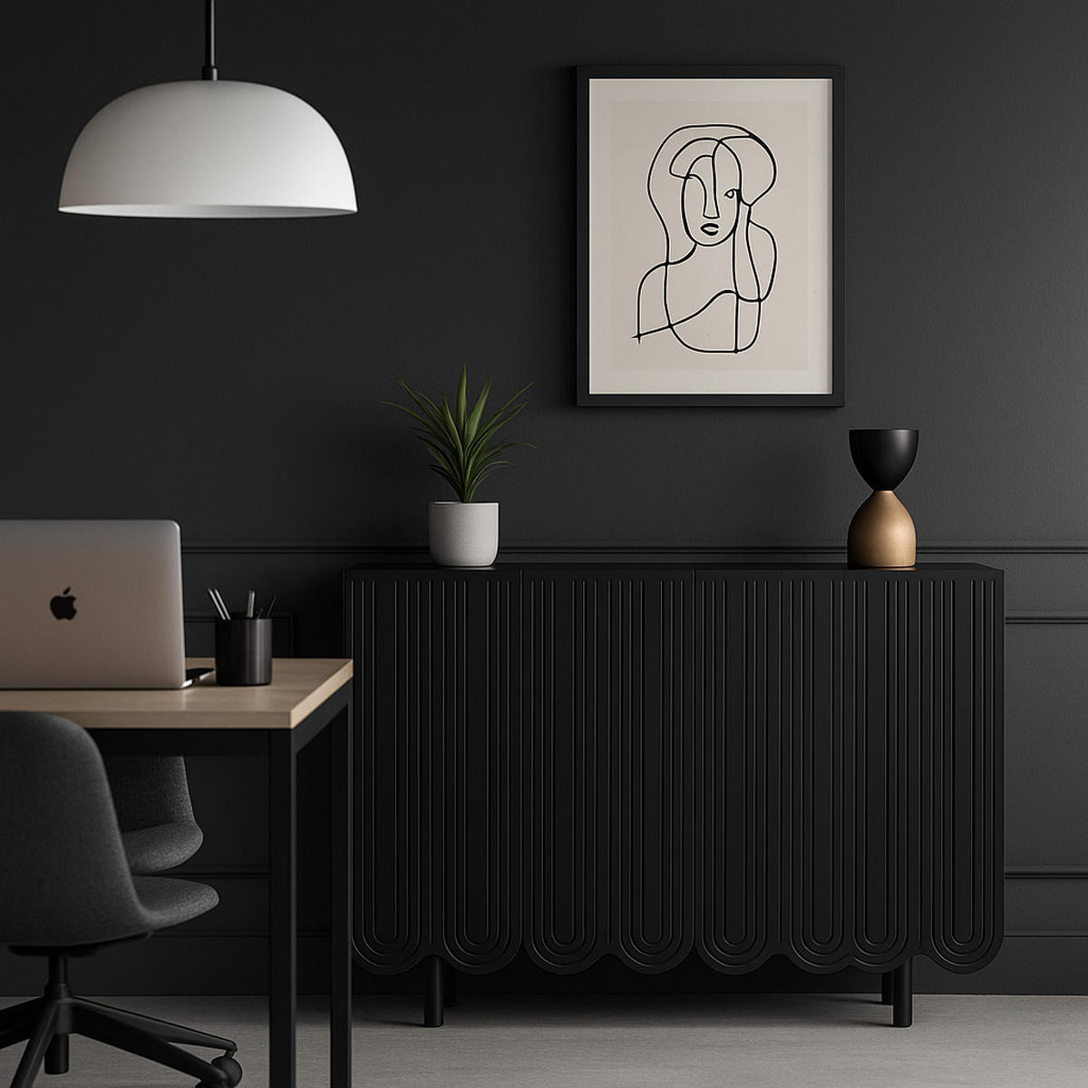 SIDEBOARD mit Metallfüßen und Rillen-Design - Weiß, Holzwerkstoff/Metall (120/80/37.5cm) - Urban Meuble