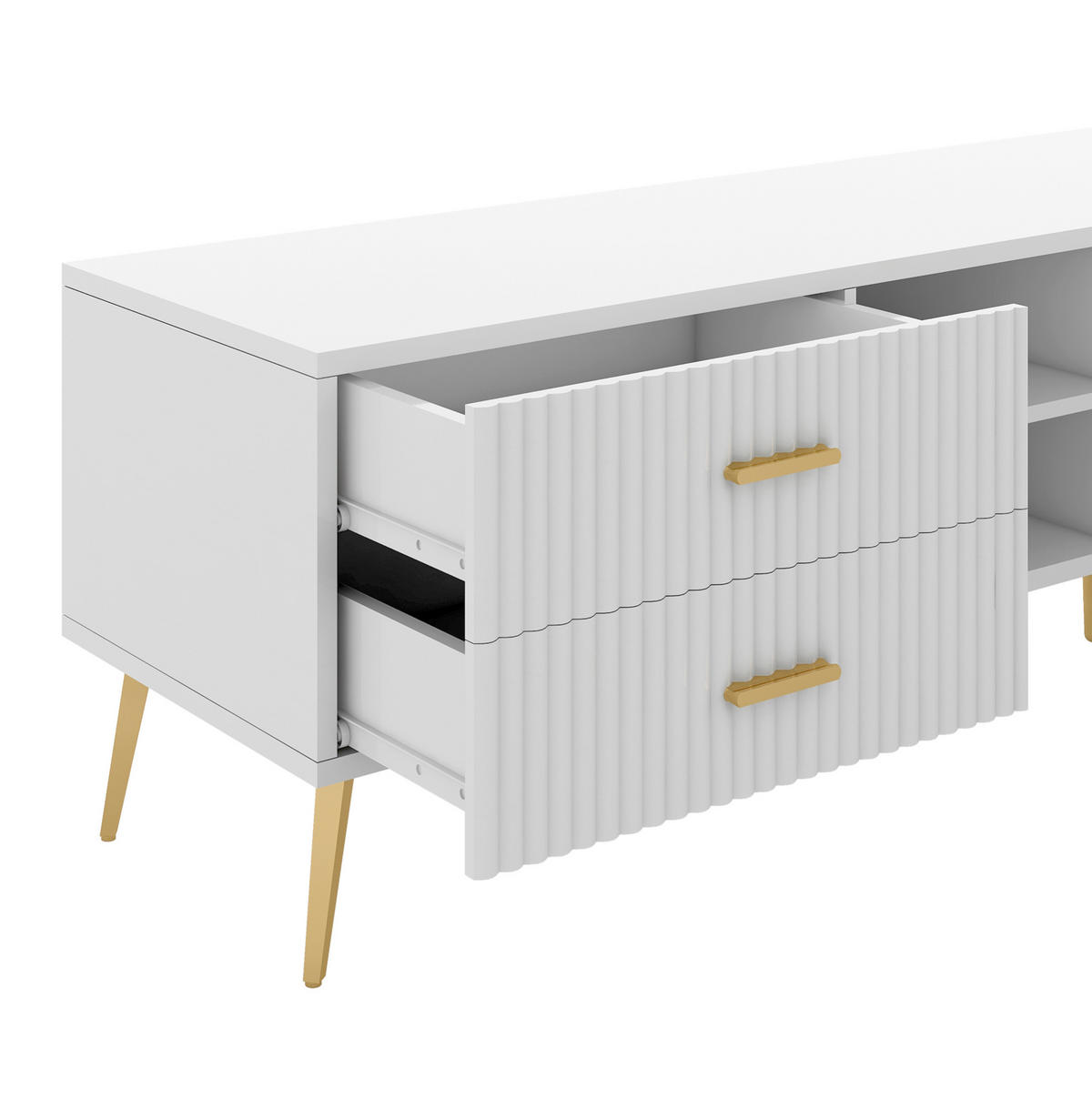 TV-LOWBOARD aus MDF 180x35x41 cm Weiß mit 2 Schubladen und Stauraum - Weiß, Holzwerkstoff (180/44/35cm) - IVMEU