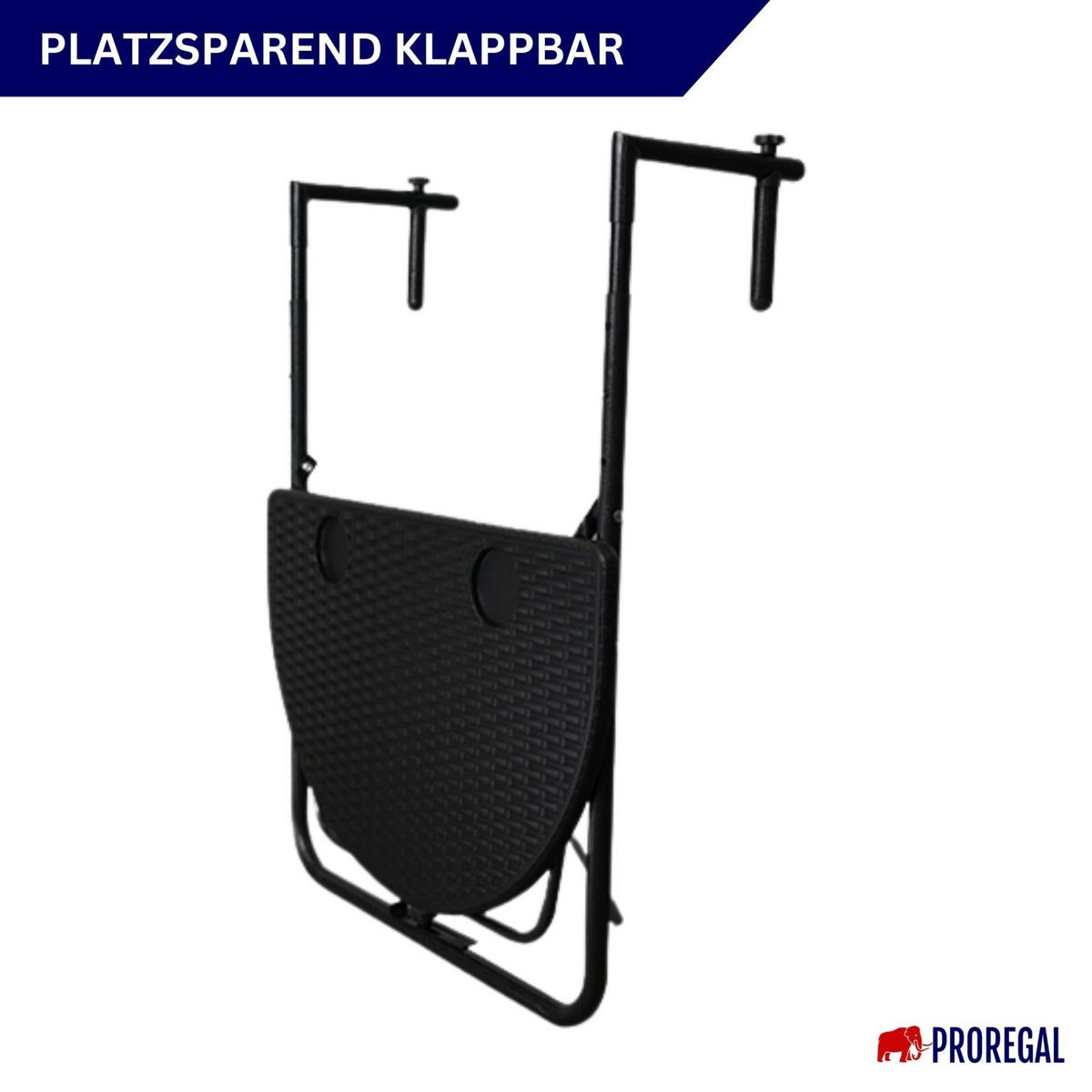 BALKONHÄNGETISCH klappbar wetterfest 60x40cm Rattan Optik Schwarz - Schwarz, Kunststoff (40/60/78cm) - CHEFGASTRO