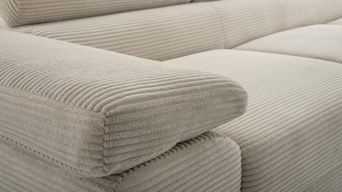 ECKSOFA NOLA Anthrazit L - Rechts Cord - Anthrazit/Schwarz, Textil/Metall (280/203cm) - Luxkor24
