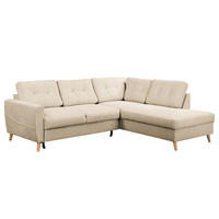 ECKSOFA mit Ottomane - Beige/Braun, Holz/Textil (230/200cm) - home24