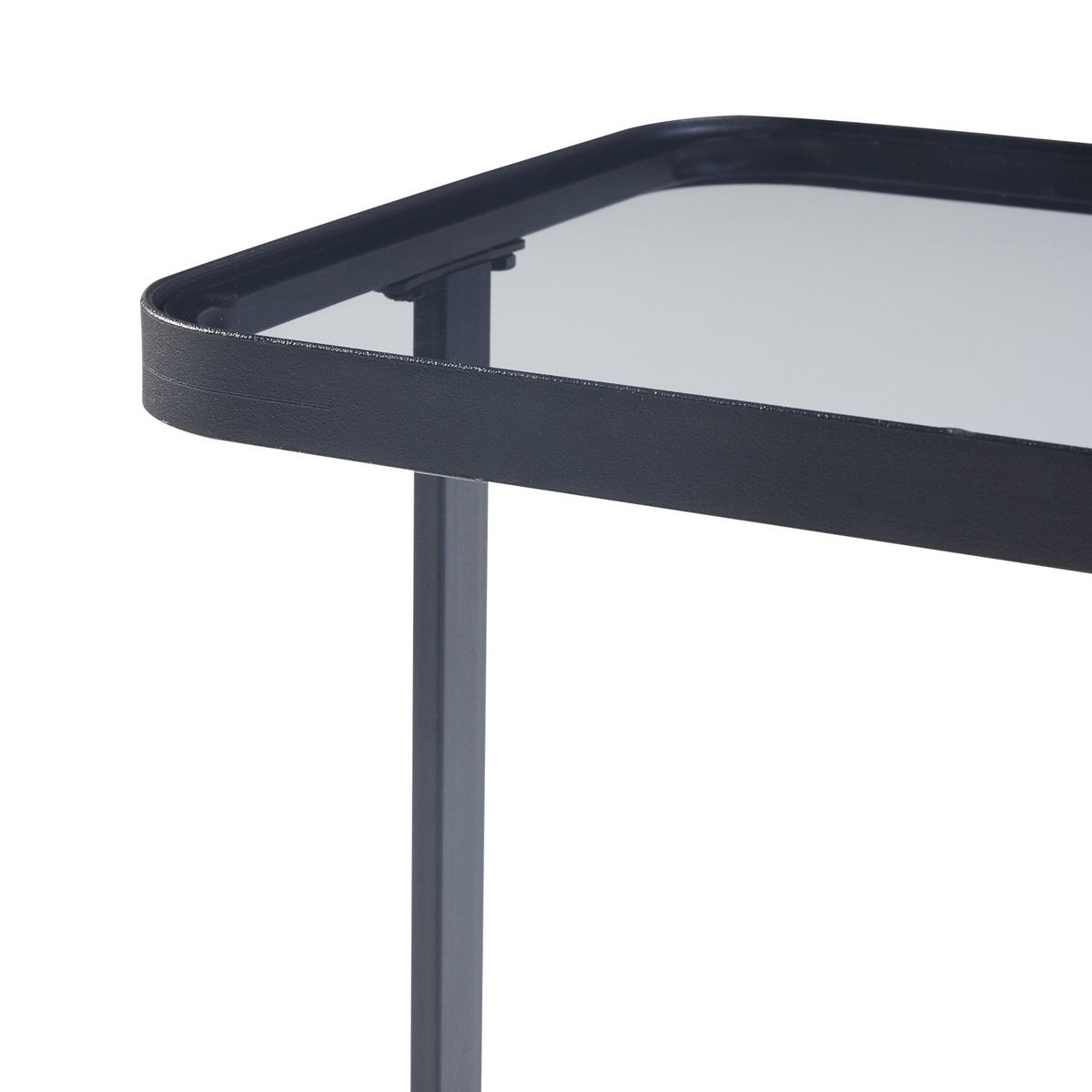 SATZTISCH Laxå - Transparent/Schwarz, Glas/Metall (41/32/51cm) - [en.casa]